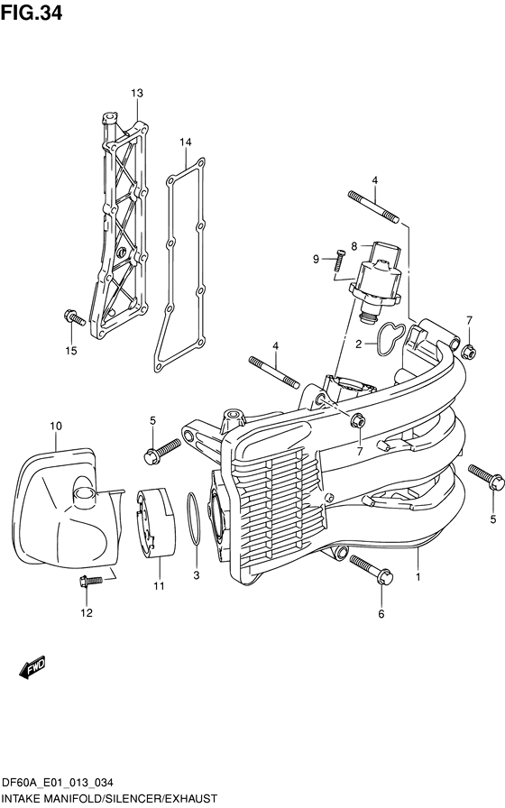 Intake manifold/silencer/exhaust cover