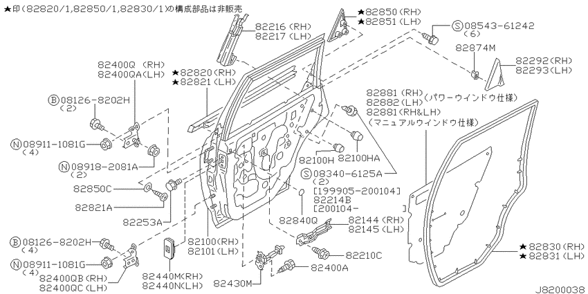 Rear door panel & fitting