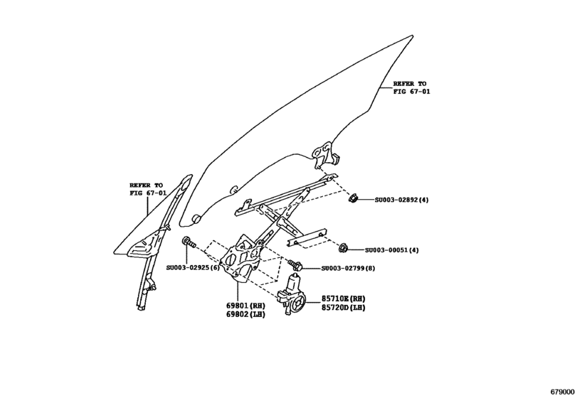 Front Door Window Regulator & Hinge