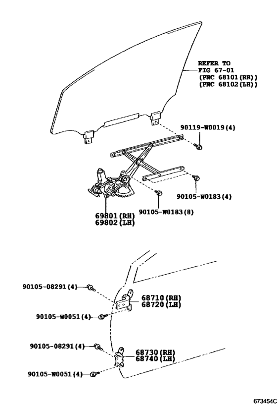 Front Door Window Regulator & Hinge