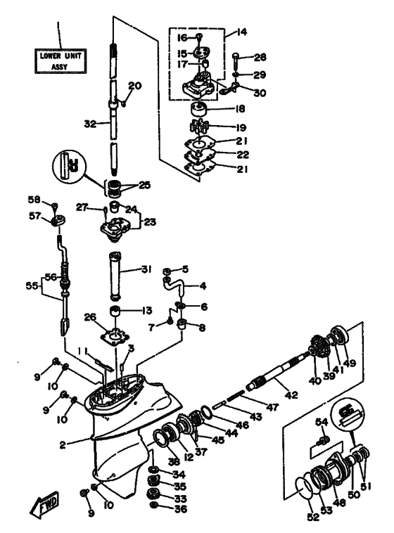 Lower casing & drive