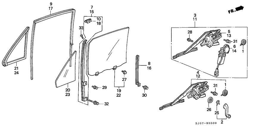 Rear door window/ regulator