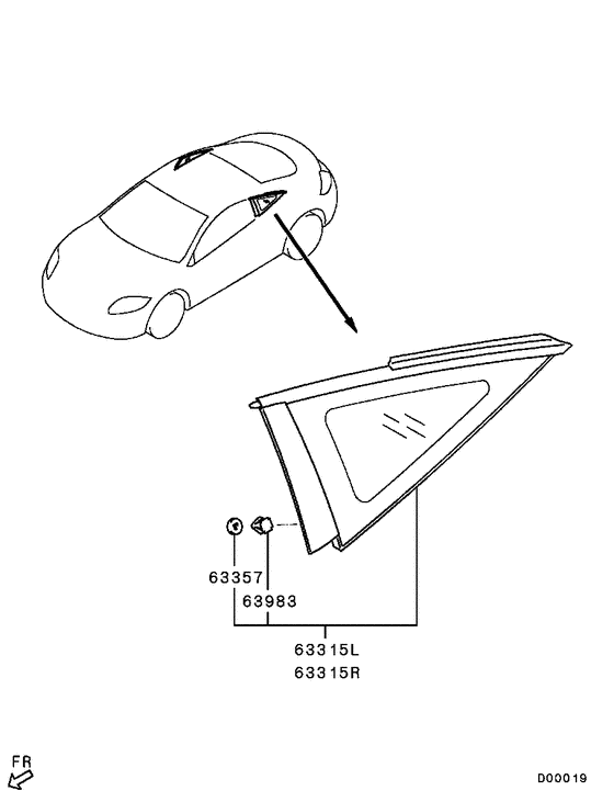 Qtr window glass & moulding