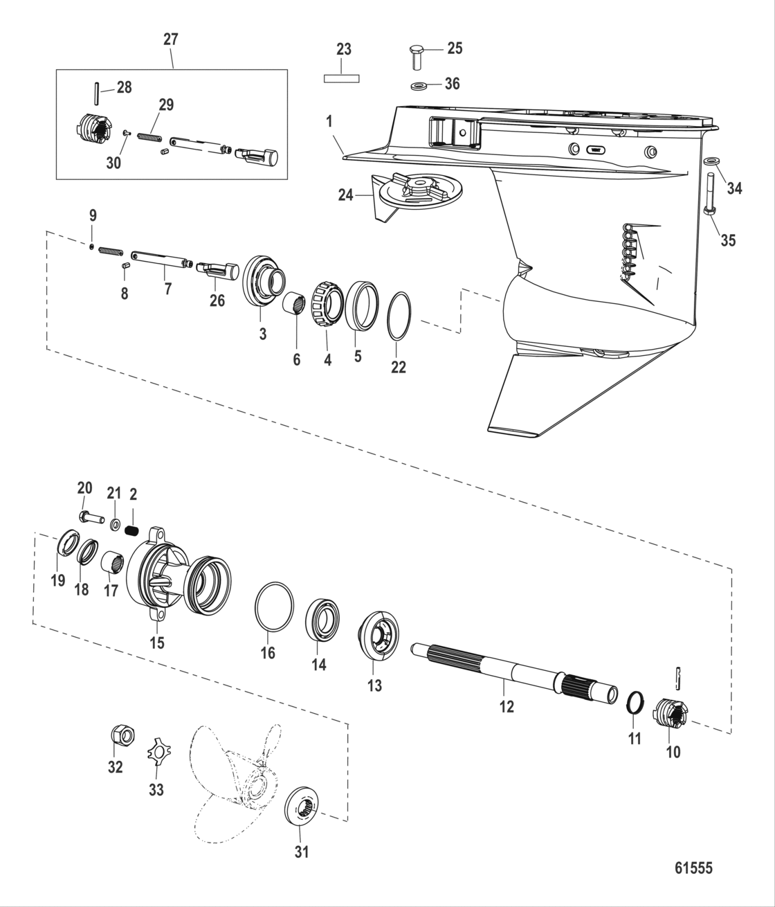 Gear Housing Propeller Shaft - 2:1 Gear Ratio