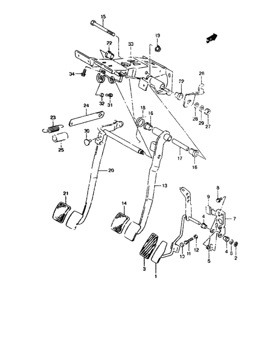 B pedal and pedal bracket
