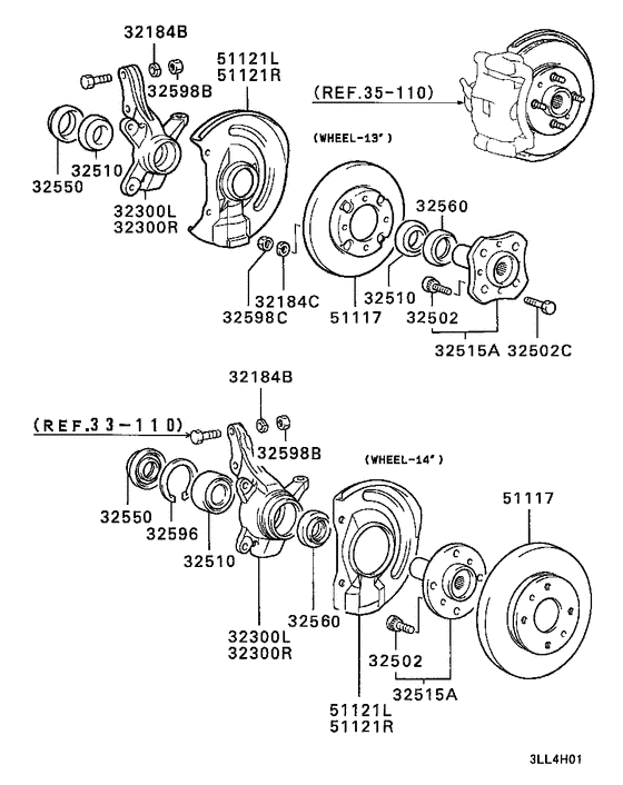 Front axle hub & drum