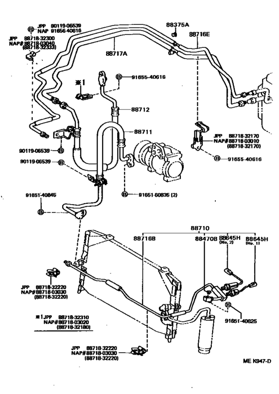 Heating & Air Conditioning - Cooler Piping for 1988 - 1991 Toyota CAMRY ...