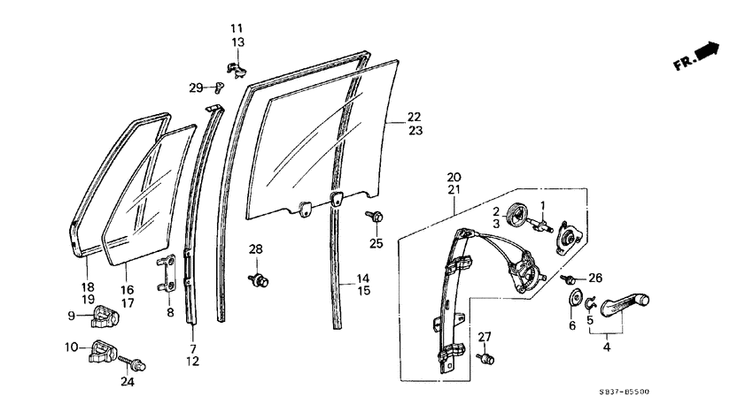 Rear door windows/ regulator