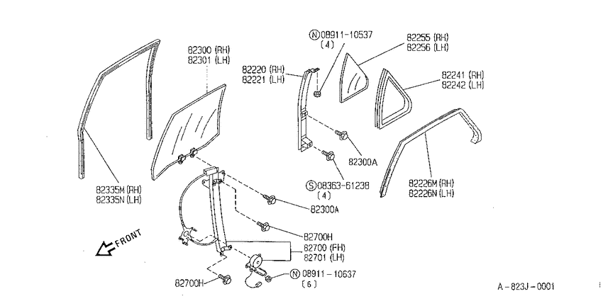 Rear door window & regulator