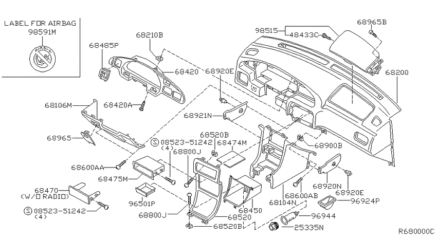 Instrument panel, pad & cluster lid
