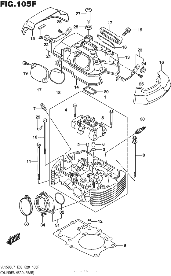 Cylinder Head (Rear) (Vl1500Tl7 E28)