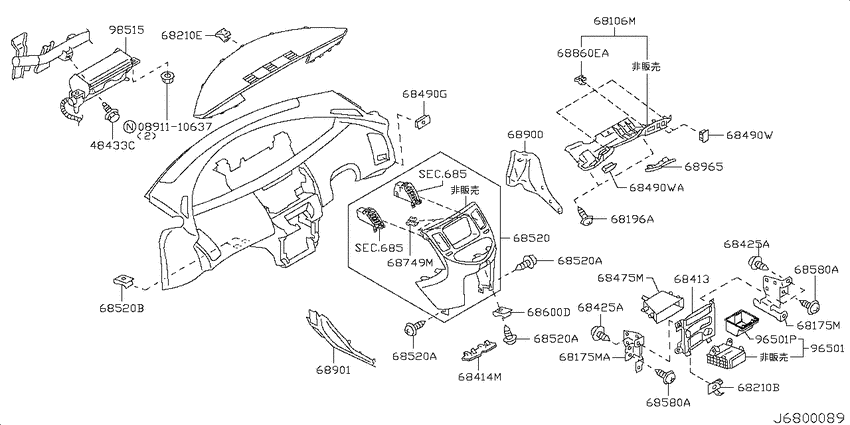 Instrument panel, pad & cluster lid