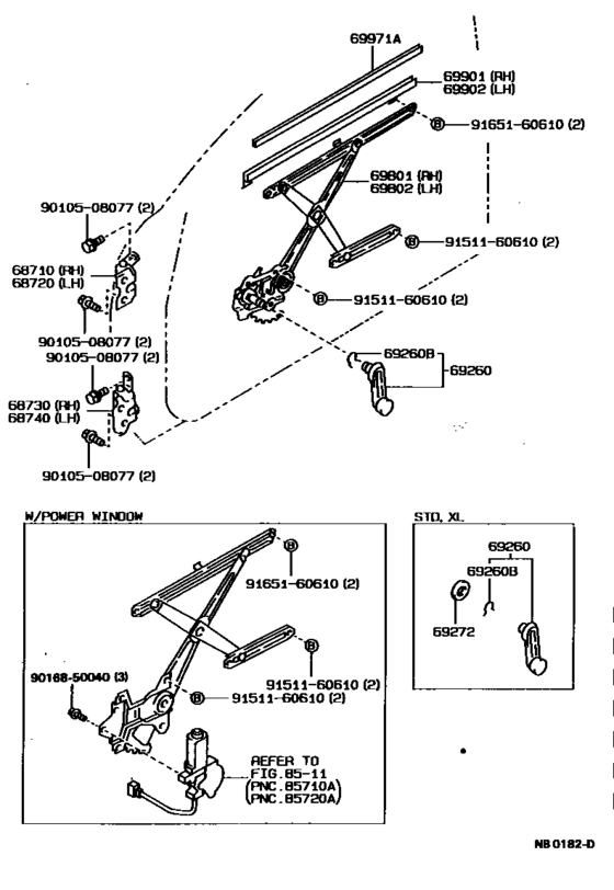 Front Door Window Regulator & Hinge