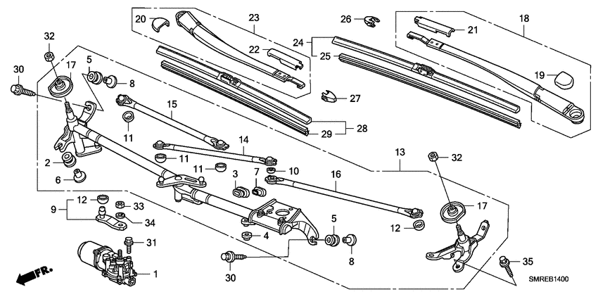 Front windshield wiper