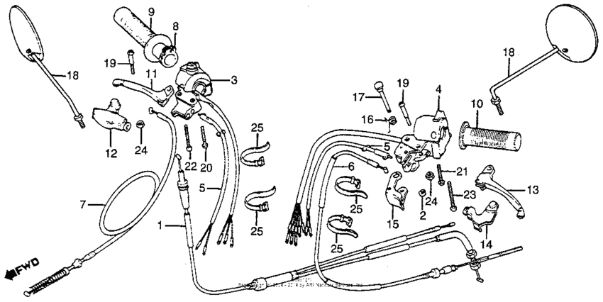 Handlebar + switch + cable