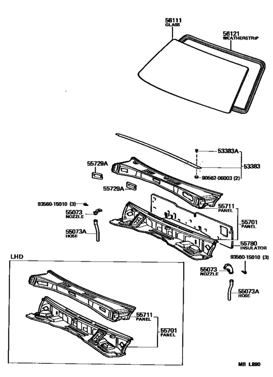 Cowl Panel & Windshield Glass