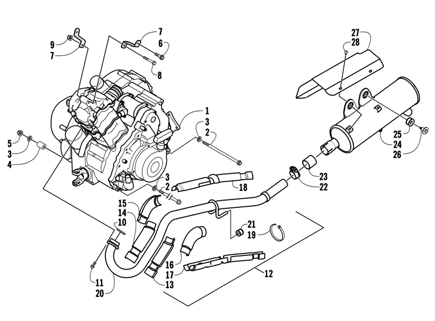 Engine and exhaust for 2005 Arctic Cat ATV 400/500 General sales