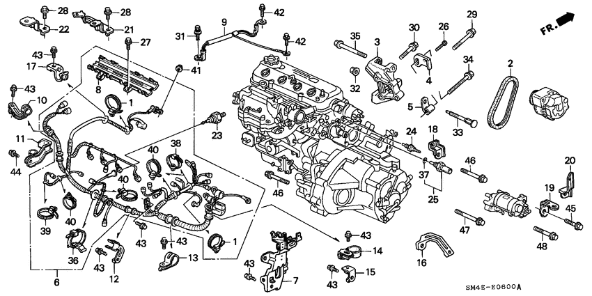 Engine sub cord/clamp