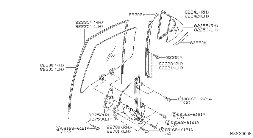 Rear door window & regulator