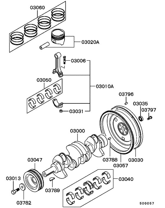 Piston & crankshaft