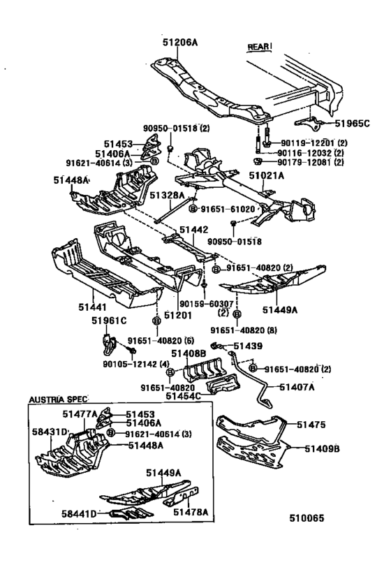 Suspension Crossmember & Under Cover for 1990 - 1999 Toyota PREVIA ...