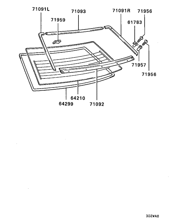 Rear window glass & moulding