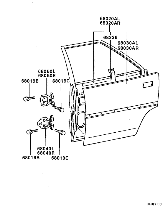 Rear door panel & glass