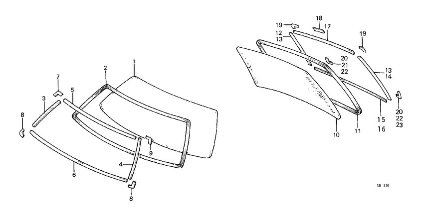 Front windshield/ rear windshield