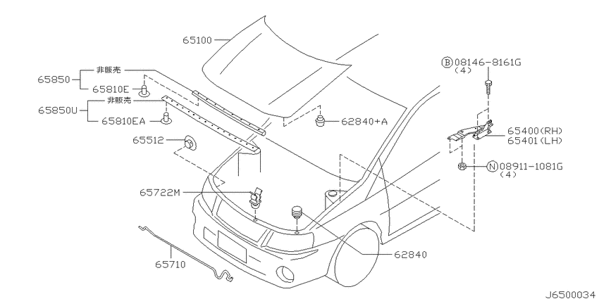 Hood panel, hinge & fitting