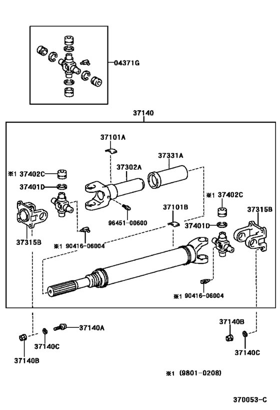 Propeller Shaft & Universal Joint for 1998 2002 Toyota LEXUS LX