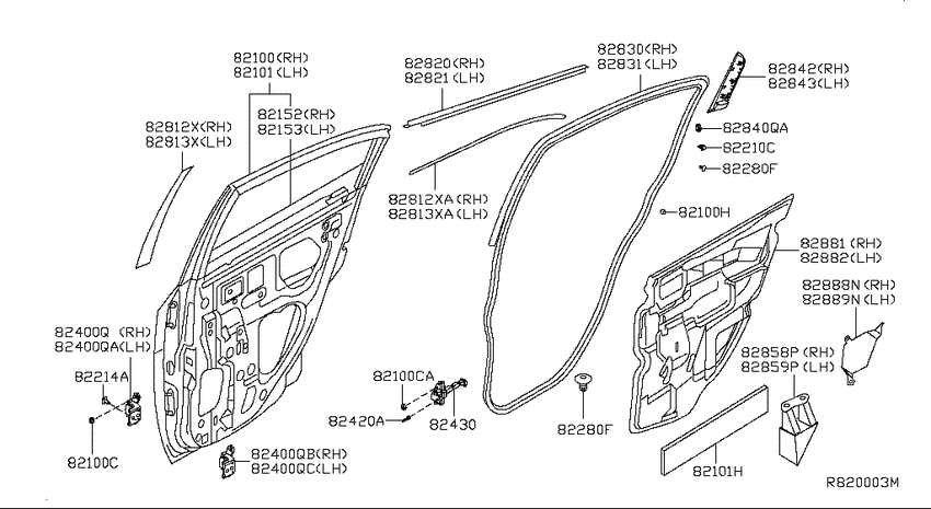 Rear door panel & fitting