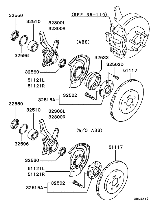 Front axle hub & drum