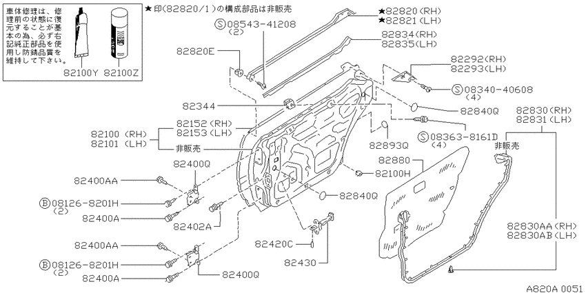 Rear door panel & fitting