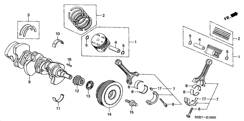 Piston/crankshaft