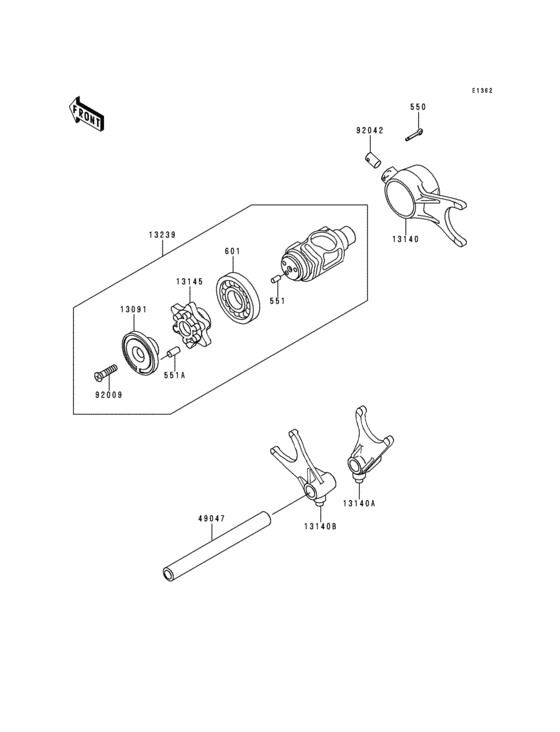 Gear change drum/shift fork(s)