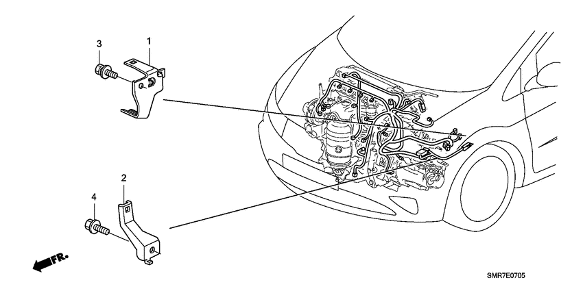 Engine wire harness stay