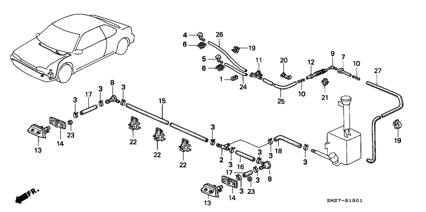 Washer nozzle/washer tube
