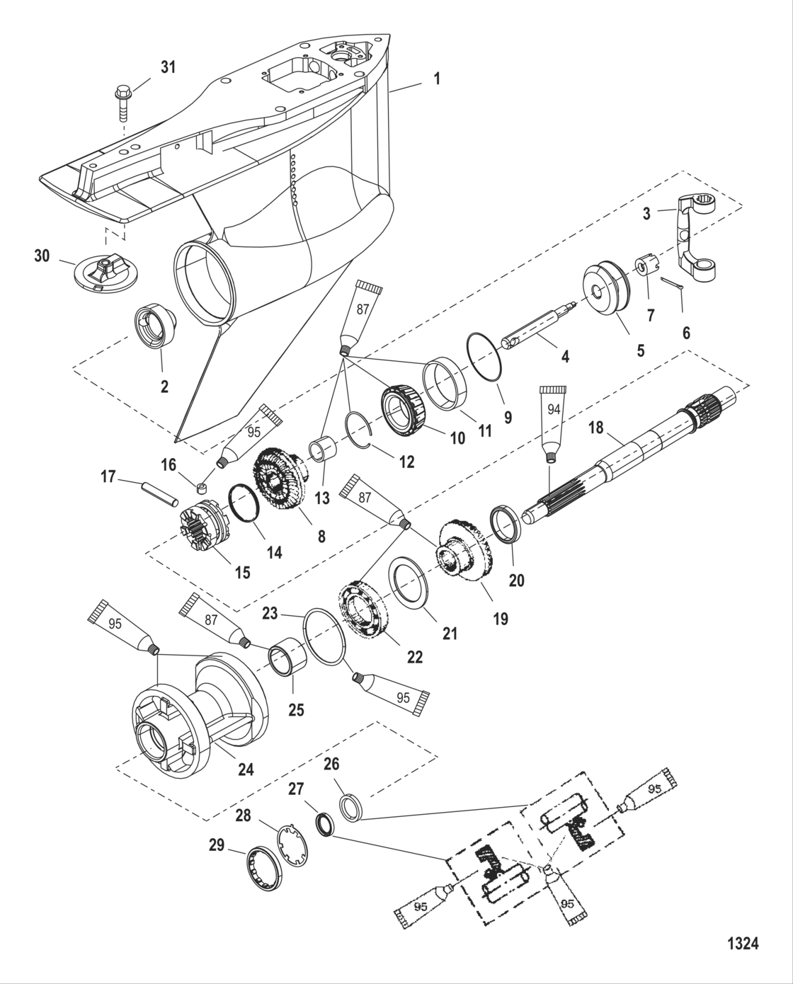 Gear Housing Propeller Shaft - Standard Rotation