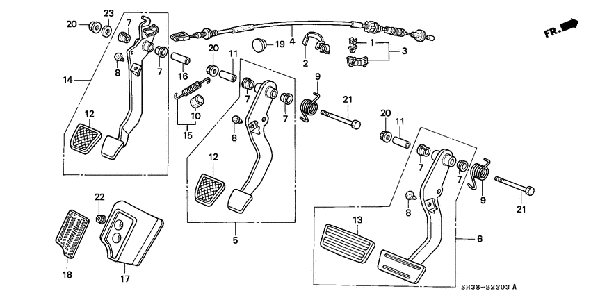 Brake pedal/clutch pedal