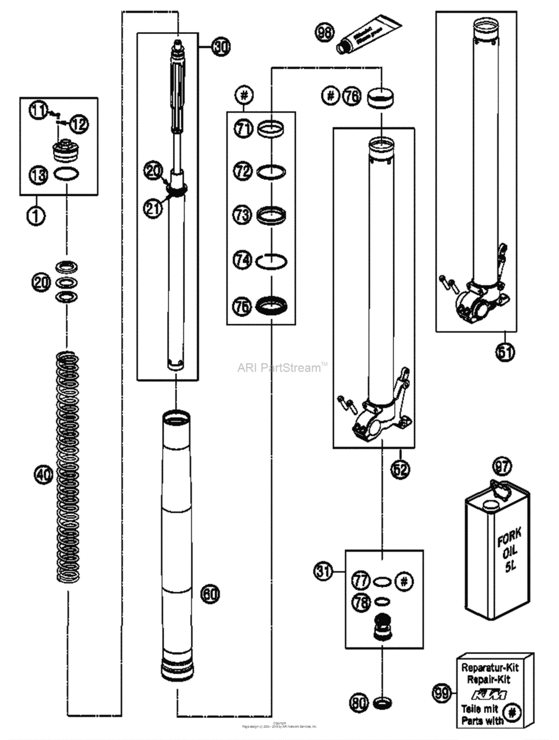 Front Fork, Disassembled
