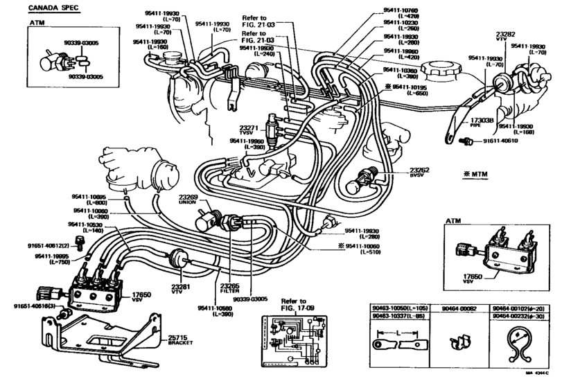 Vacuum Piping for 1977 - 1980 Toyota CELICA RA42 | U.S.A. sales region ...