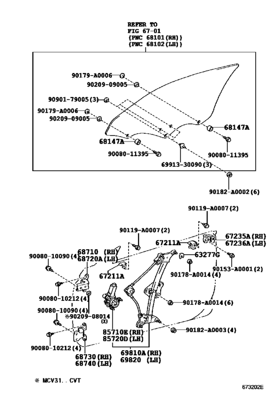 Front Door Window Regulator & Hinge