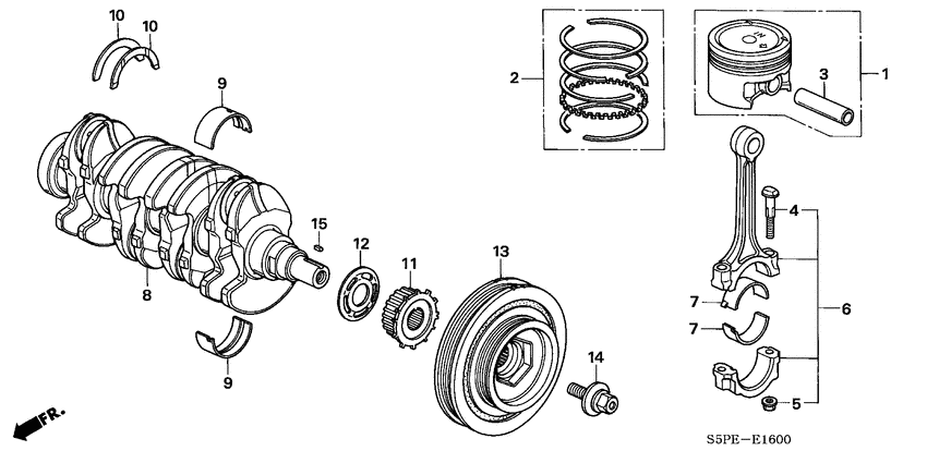 Piston/crankshaft