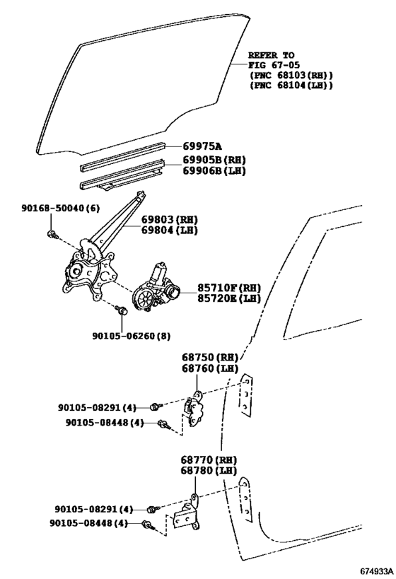 Rear Door Window Regulator & Hinge