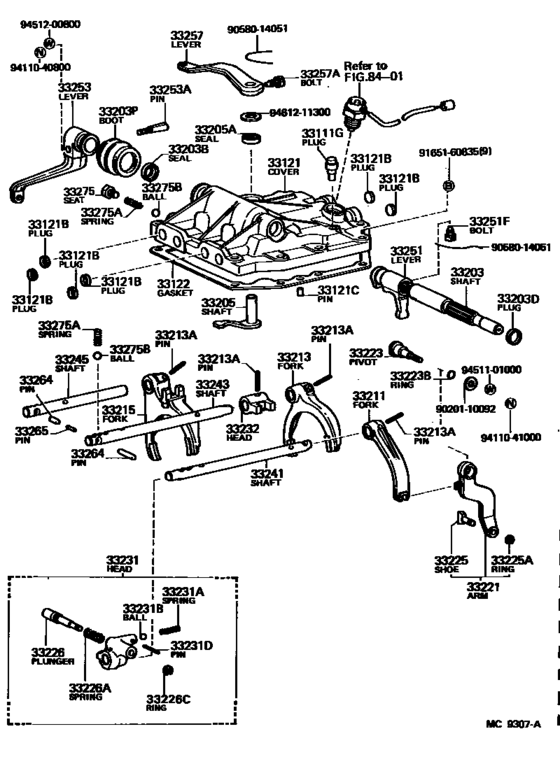 Gear Shift Fork & Lever Shaft (Mtm)