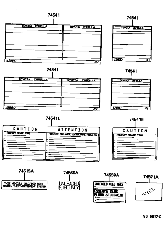 Caution Plate (Exterior & Interior)