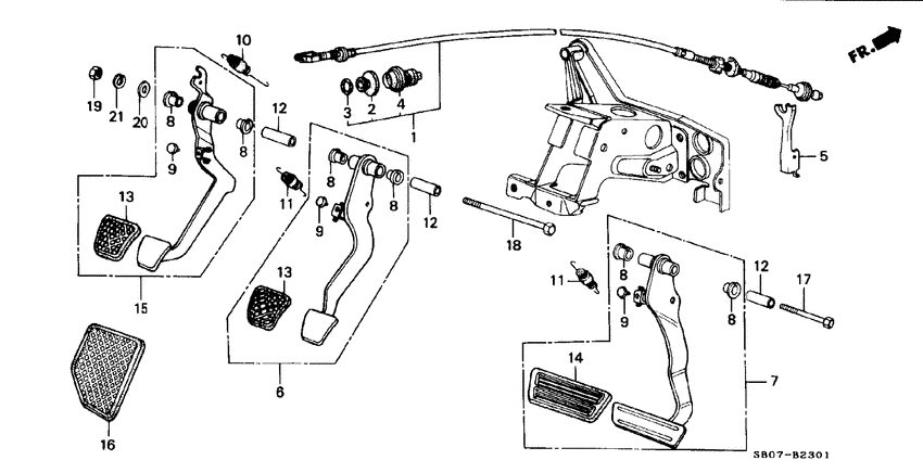 Brake pedal/clutch pedal