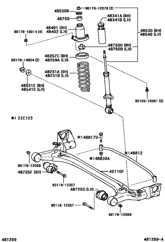 Rear Spring & Shock Absorber for 2001 - 2006 Toyota COROLLA RUNX/ ALLEX ...