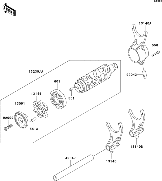 Gear change drum/shift fork(s)