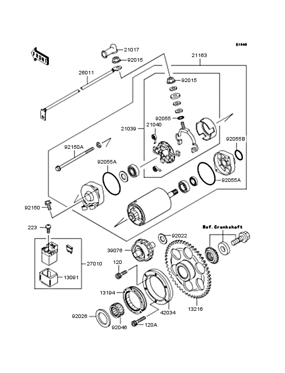 Starter motor/starter clutch